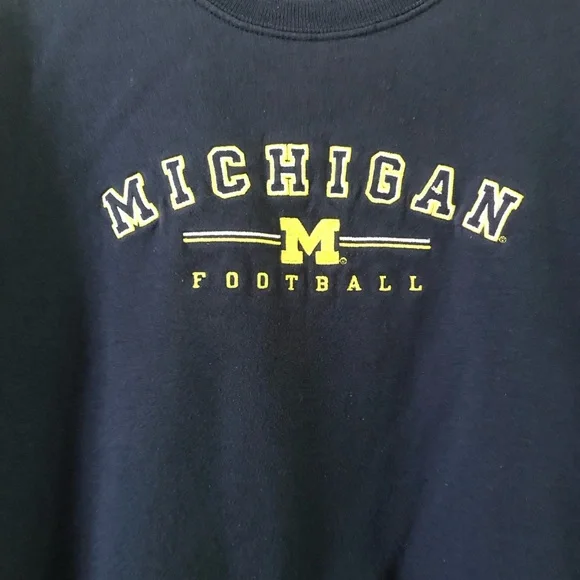 Champion Vintage 90s University of Michigan Football Blue Embroidered Sweatshirt